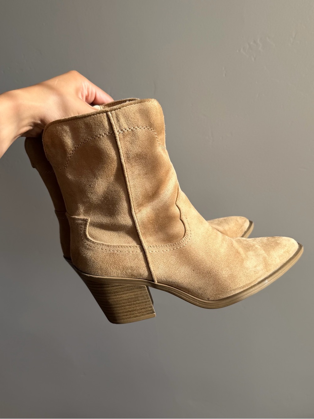 Target Tan Suede Mid-Heel Western Boots